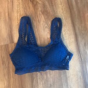 indigo blue lace padded bralette small